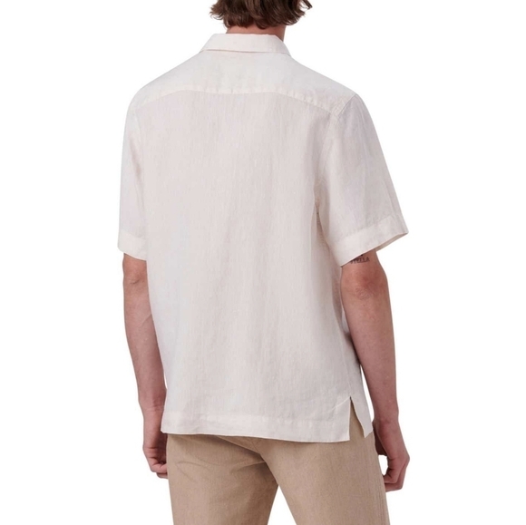 BUGATCHI Shaped Fit Short Sleeve Linen Button-Up Camp Shirt Size M - Picture 9 of 16